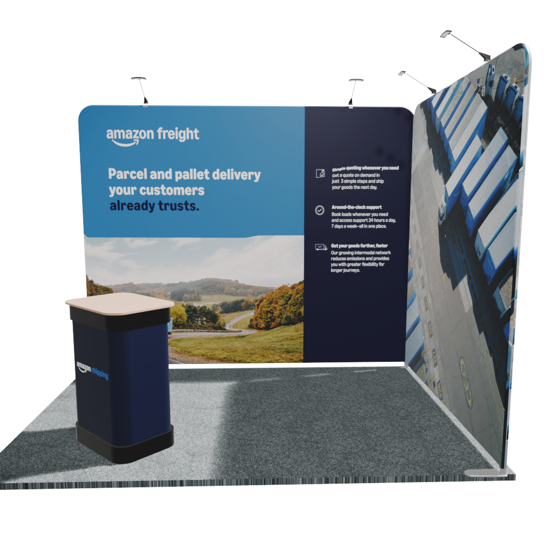 3 x 2m Linked L-shape fabric display