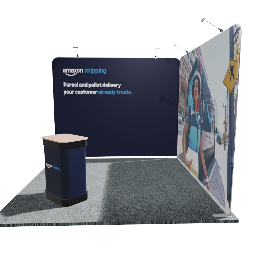 3 x 3m Linked L-shape fabric display