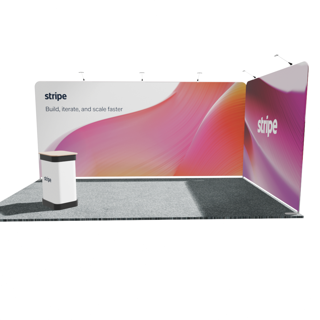 5 x 3m Linked L-shape fabric display
