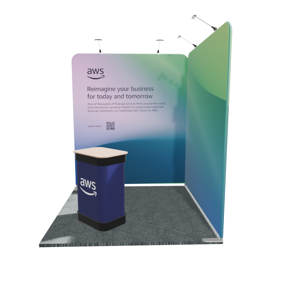 2 x 2m Linked L-shape fabric display
