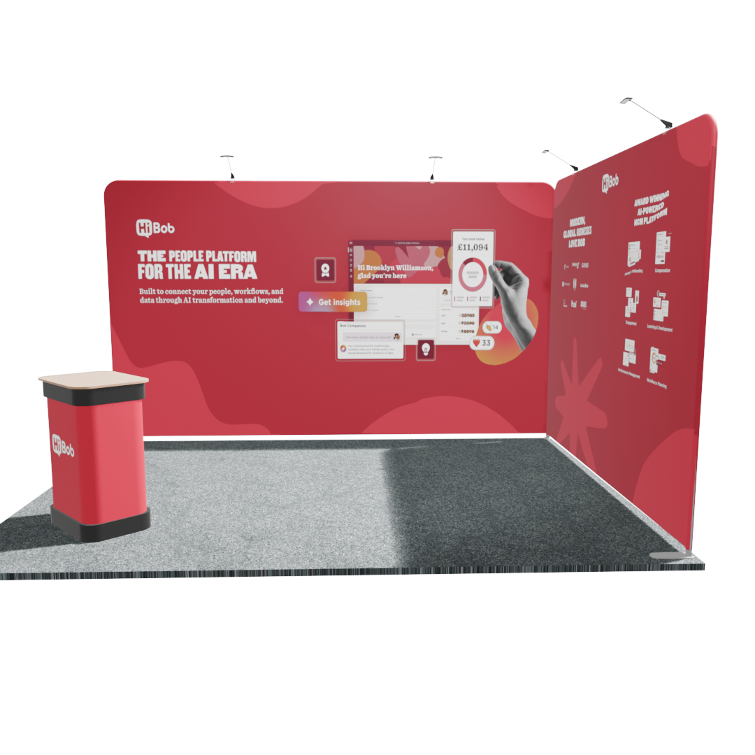 4 x 3m Linked L-shape fabric display