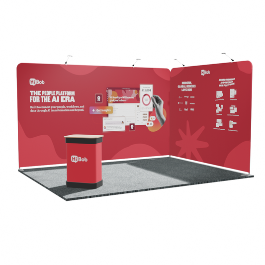 4 x 3m Linked L-shape fabric display