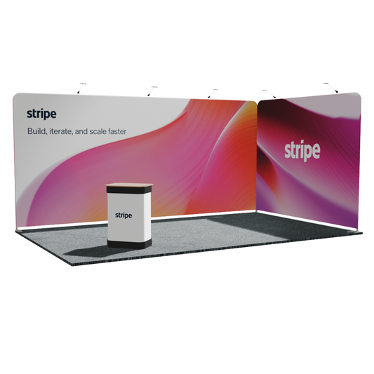 5 x 3m Linked L-shape fabric display